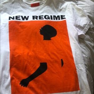 New Regime White T-Shirt with Orange Graphic